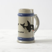 キラーおもしろいホエールオルカかわいい漫画イラストレーション ビールジョッキ (正面右)