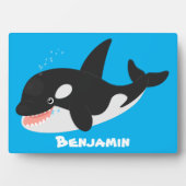 キラーおもしろいホエールオルカかわいい漫画イラストレーション フォトプラーク (正面)