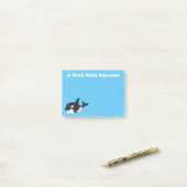 キラーおもしろいホエールオルカかわいい漫画イラストレーション ポストイット (デスク上)