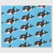 キラーおもしろいホエールオルカかわいい漫画イラストレーション ラッピングペーパー (フラット)