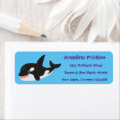 キラーおもしろいホエールオルカかわいい漫画イラストレーション ラベル (インサイチュ)