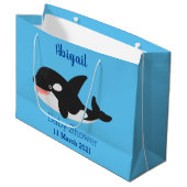 キラーおもしろいホエールオルカかわいい漫画イラストレーション ラージペーパーバッグ (正面アングル)