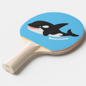 キラーおもしろいホエールオルカかわいい漫画イラストレーション 卓球ラケット (正面アングル)