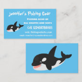 キラーおもしろいホエールオルカかわいい漫画イラストレーション 名刺 (正面/裏面)