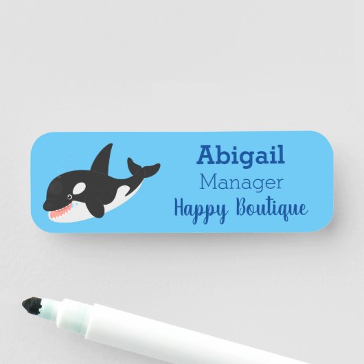 キラーおもしろいホエールオルカかわいい漫画イラストレーション 名札 (インサイチュ)