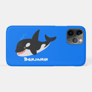 キラーおもしろいホエールオルカかわいい漫画イラストレーション iPhone 11 PROケース
