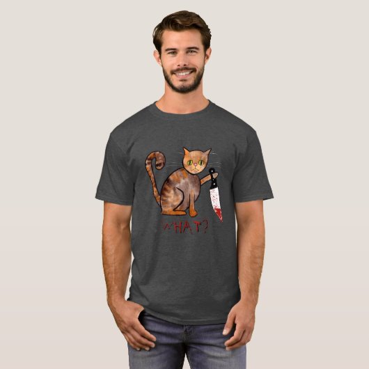 キラーキャット、手絵を描、キャットのオーナーユーモアTシャツ Tシャツ (正面フル)