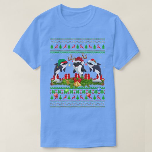 キラークジラクリスマス照明 Tシャツ (デザイン正面)