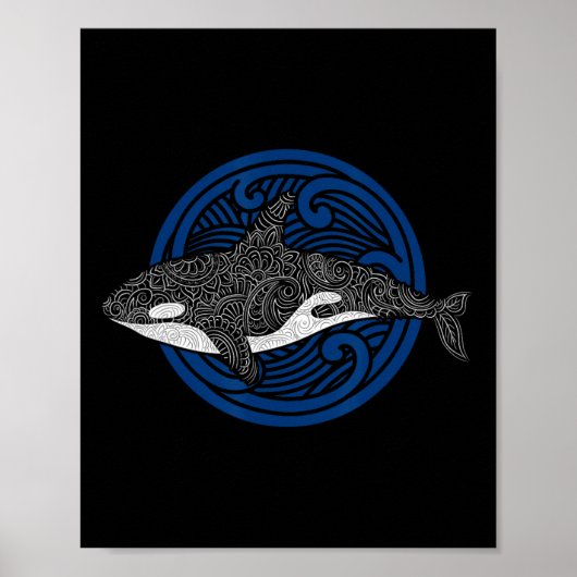 キラークジラデザイン海波メンボーイズキッズオルカ ポスター (正面)