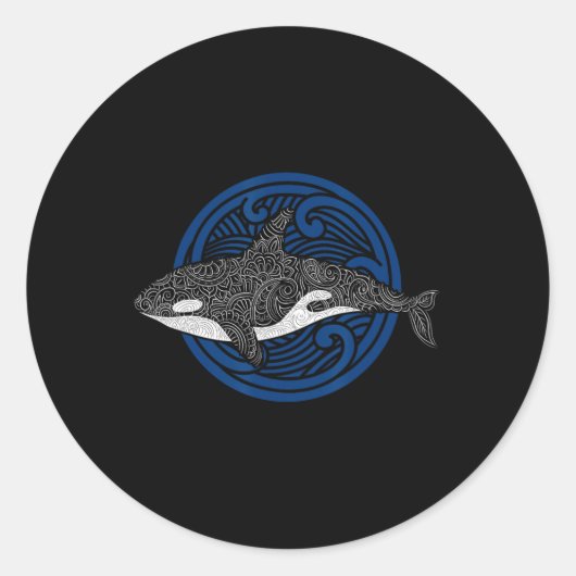 キラークジラデザイン海波メンボーイズキッズオルカ ラウンドシール (正面)