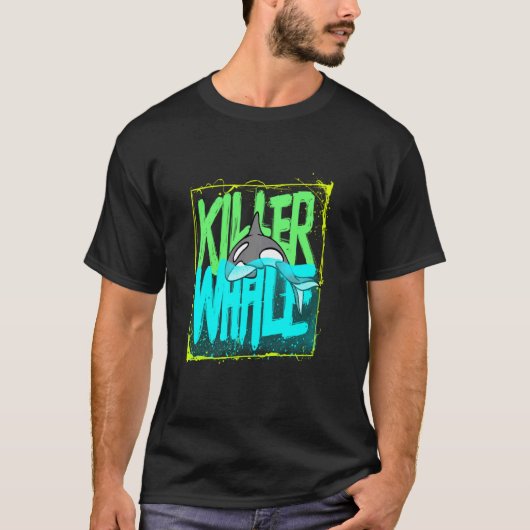 キラークジラ海オルカス長袖 Tシャツ (正面)