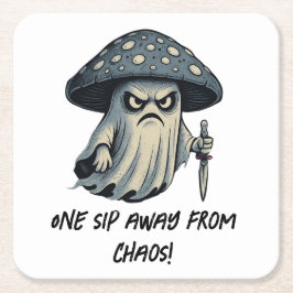 キラー'シュルーム – 不気味幽霊とナイフ スクエアペーパーコースター