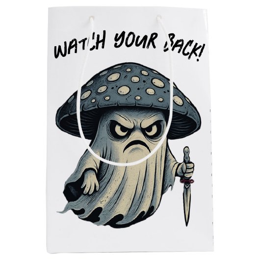 キラー'シュルーム – 不気味幽霊とナイフ ミディアムペーパーバッグ (正面)