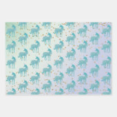 キラージーパープルアクア金ゴールドスパークルユニコーン ラッピングペーパーシート (正面)