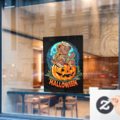 キラーテディベアハロウィーンジャック – o – ランタン ウィンドウサイン (カフェ窓)