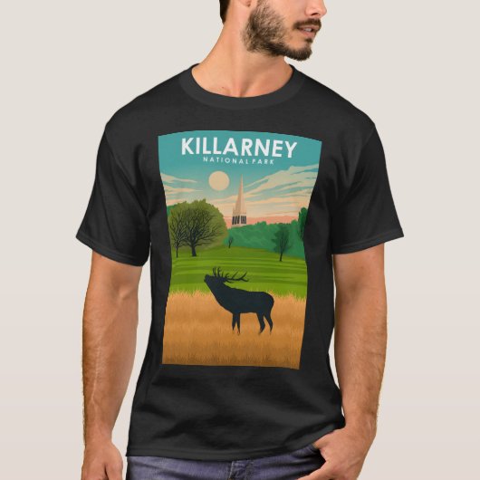 キラーニー国立公園ヴィンテージ旅行ポスター Tシャツ (正面)