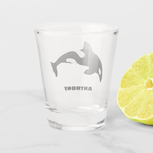 キラーホエールオルカパーソナライズされたクジラ ショットグラス (裏面)