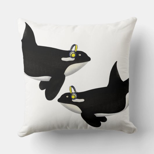 キラーホエー聞ルの音楽イエローヘッドフォン クッション (裏面)