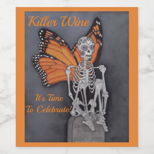 キラーワインスケルトンのパーソナライズ文字6ラベル ワインラベル (シングルラベル)