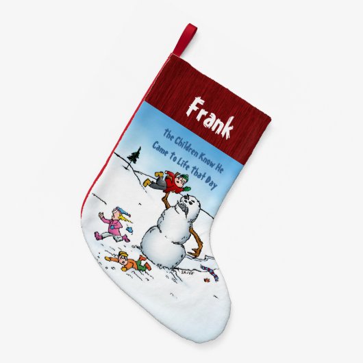 キラー雪だるまおもしろい漫画 スモールクリスマスストッキング (正面 (吊り時))