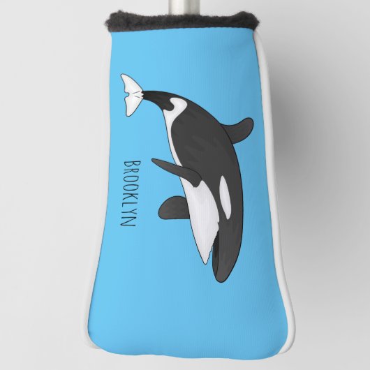 キラー鯨漫画イラストレーション ゴルフヘッドカバー (回転90)