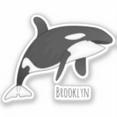 キラー鯨漫画イラストレーション シール (正面)