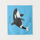 キラー鯨漫画イラストレーション タペストリー (正面)