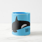 キラー鯨漫画イラストレーション ツートーンマグカップ (中央)
