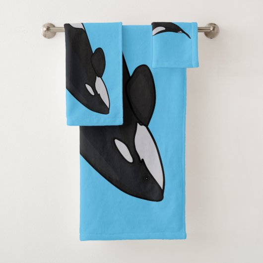 キラー鯨漫画イラストレーション バスタオルセット (インサイチュ)