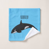 キラー鯨漫画イラストレーション バスタオルセット (ウォッシュタオル)