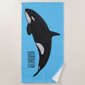 キラー鯨漫画イラストレーション ビーチタオル (正面)