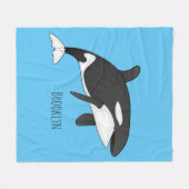 キラー鯨漫画イラストレーション フリースブランケット (正面(横))