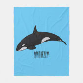 キラー鯨漫画イラストレーション フリースブランケット (正面)