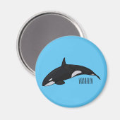 キラー鯨漫画イラストレーション マグネット (正面/裏面)