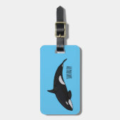キラー鯨漫画イラストレーション ラゲッジタグ (正面縦)
