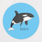 キラー鯨漫画イラストレーション ラベル (デザイン1)