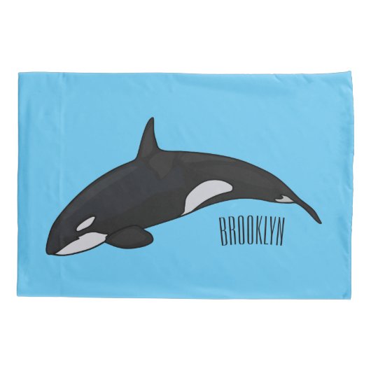 キラー鯨漫画イラストレーション 枕カバー (裏面)