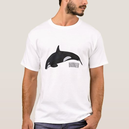 キラー鯨漫画イラストレーション Tシャツ (正面)