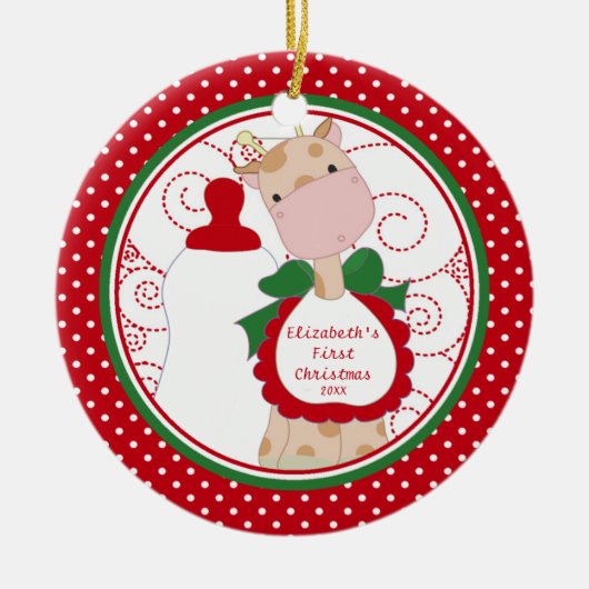 キラ大切フベビー初めてのクリスマスオーナメント セラミックオーナメント (正面)