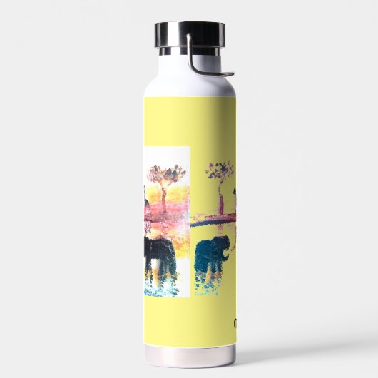 キラ絵画フ・ワイルドライフパーソナライズされたゾウ ウォーターボトル (左面)