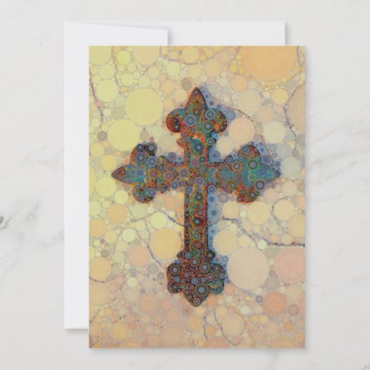キリカッコいいスト教十字円モザイク模様 招待状 (裏面)