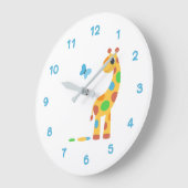 キリカラフルンと蝶の漫画 ラージ壁時計 (傾斜)