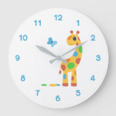 キリカラフルンと蝶の漫画 ラージ壁時計 (正面)