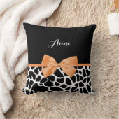 キリガーリーンプリントオレンジリボンボウ クッション (ブランケット)