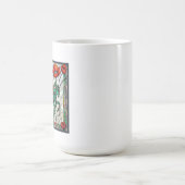 キリギリスのステンドグラスのケシの花の目 コーヒーマグカップ (中央)