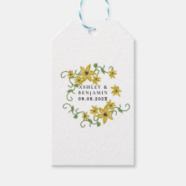 キリギリスイエロー花卉植物学手描きオイル ギフトタグ