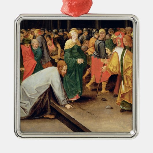 キリストおよび姦通1628年で取られる女性 メタルオーナメント (正面)