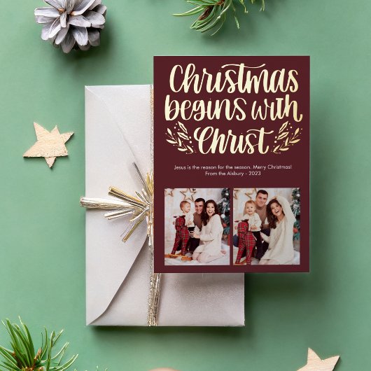 キリストから始まるクリスマス　フォイル写真 箔シーズンカード