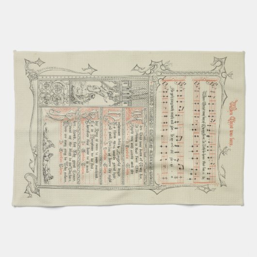 キリストがメアリ生まれー・フリー・メディバル・キャロルの時 キッチンタオル (横)