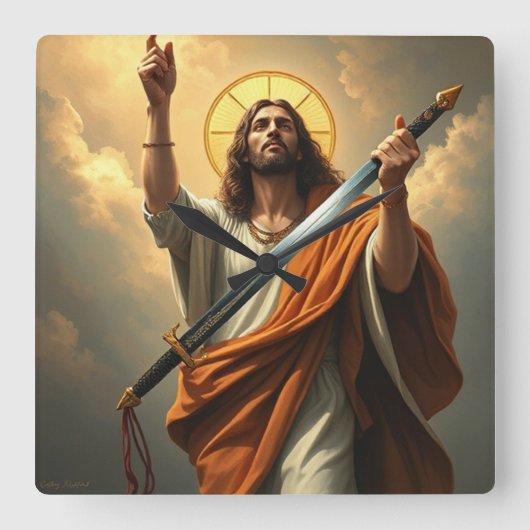 キリストが壁時計を返す スクエア壁時計 (正面)